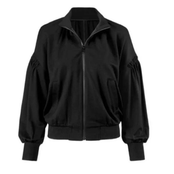 Cabi Chance Bomber Jacket S High Neck Full Zip Up Stretch Jersey Black 3731 $139 - Picture 16 of 16